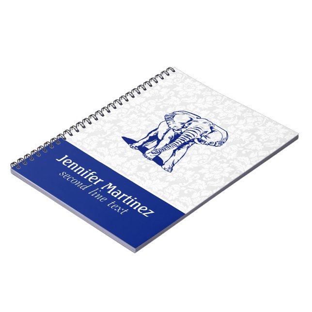 Carnet Dessin Monogramme Marine Blue Elephant Line (Côté gauche)