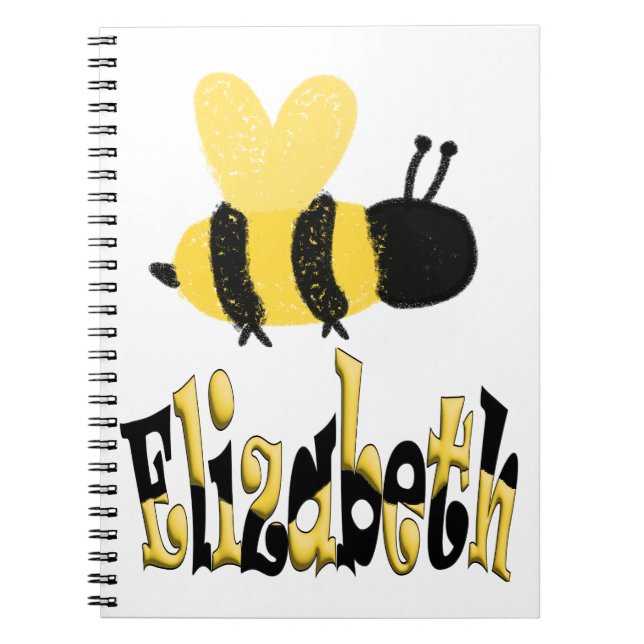 Carnet Dessin personnalisé d'abeille à rayures unique (Devant)