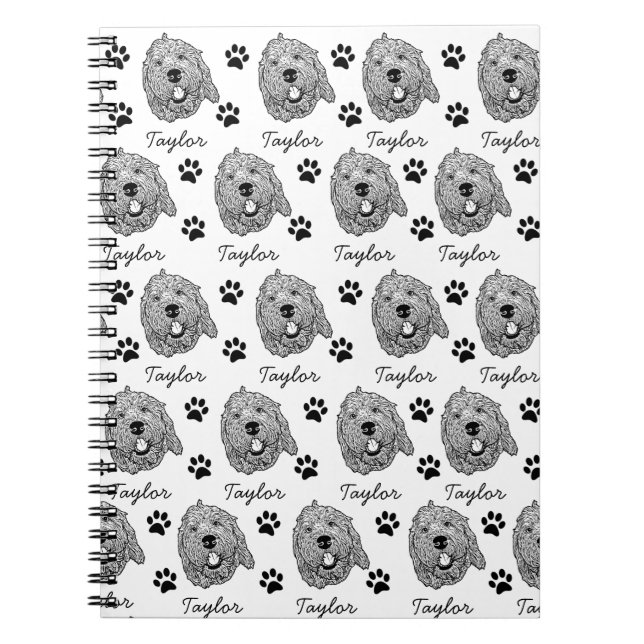 Carnet Dessin personnalisé Goldendoodle Chien (Devant)