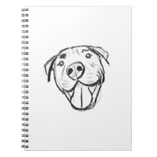 Carnet dessin pitbull simple amoureux des chiens noir bla
