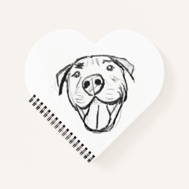 Carnet dessin pitbull simple amoureux des chiens noir bla (Devant)