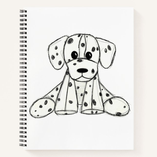 Carnet Dessin simple de contour de chien en peluche dalma (Devant)