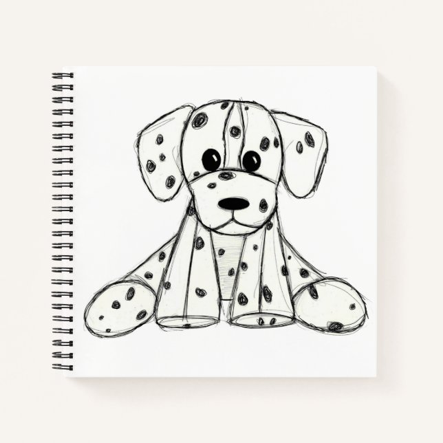 Carnet Dessin simple de contour de chien en peluche dalma (Devant)