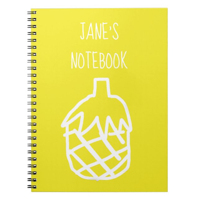 Carnet Dessin simple et moderne d'ananas mignon jaune (Devant)