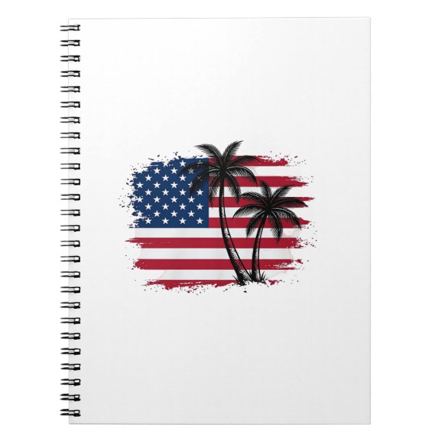 Carnet Dessin vectoriel de plage patriotique avec palmier (Devant)