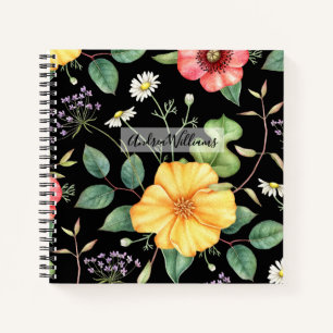 Carnet Dessin Vintage fleur sauvage / Minuit
