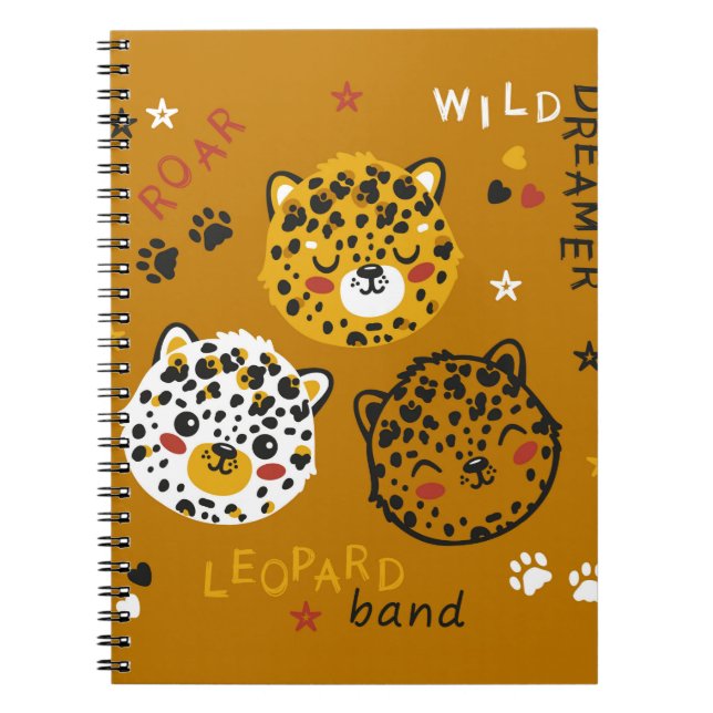 Carnet Dessin Visage De Chat Léopard. Little Funny Cheeta (Devant)