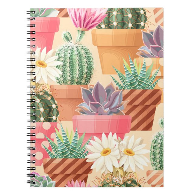 Carnet Détaillé succulent, cactus motif sans soudure. (Devant)