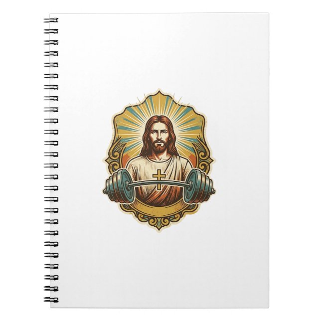 Carnet Déterminé Jésus Haltère en Fer Lourd Powerlifting  (Devant)