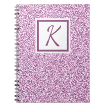 Carnet d'étincelle rose monogramme personnalisé