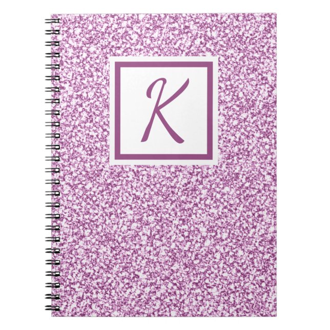 Carnet d'étincelle rose monogramme personnalisé (Devant)