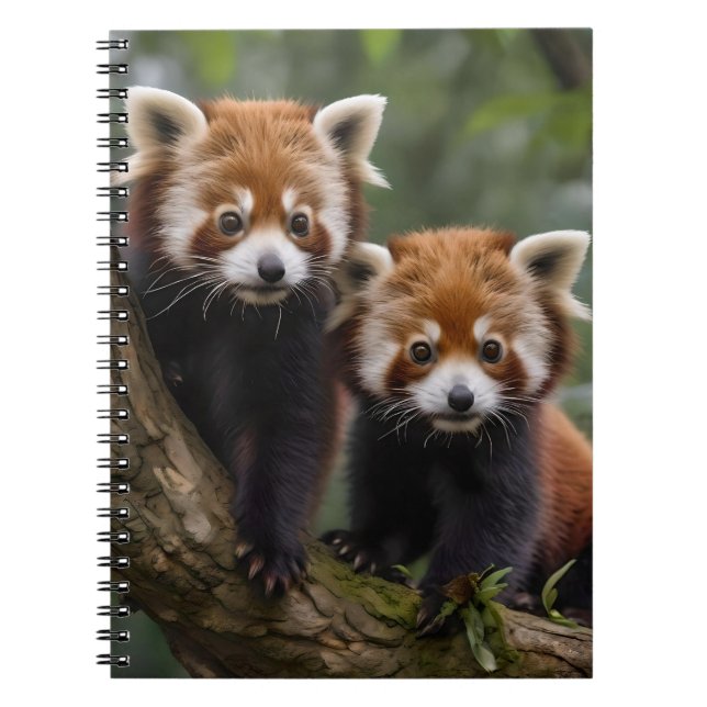 Carnet Deux Bébés Panda Rouge Dans Un Arbre, (Devant)
