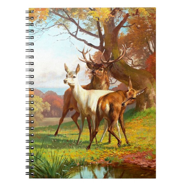 Carnet Deux Cerfs Rouges Et Blancs Dans La Forêt (Devant)