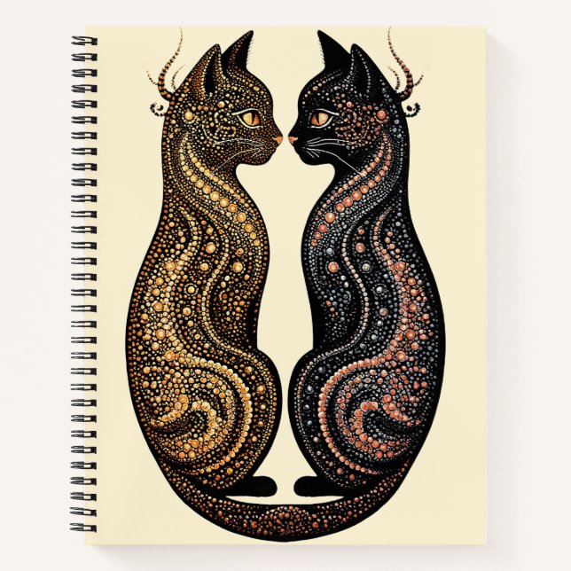 Carnet  Deux chats dans un design artistique vibrant  (Devant)