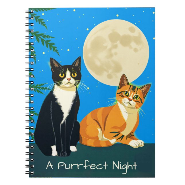 Carnet Deux chats sous la Pleine lune (Devant)
