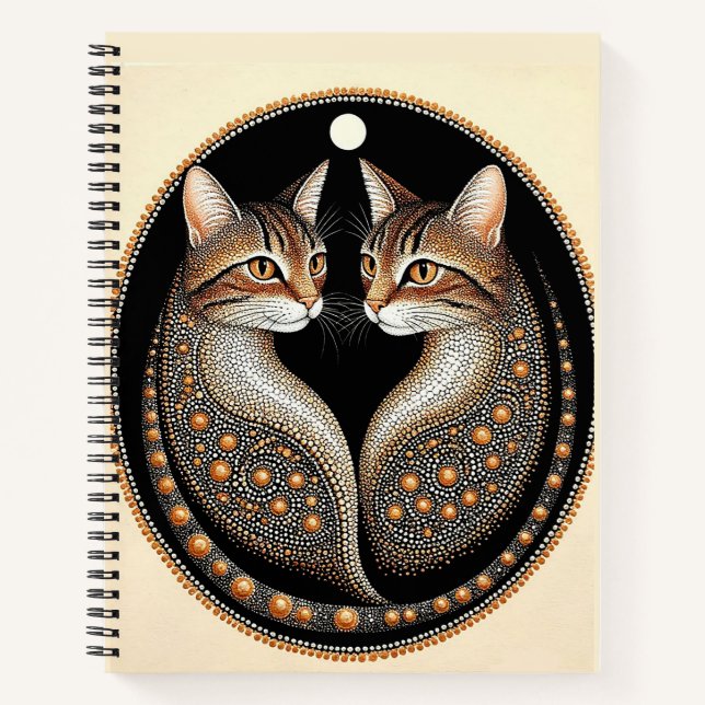 Carnet Deux chats stylisés dans un design symétrique (Devant)