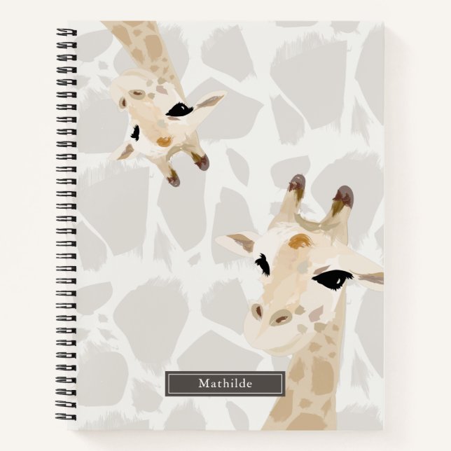 Carnet Deux Giraffes Motif beige (Devant)