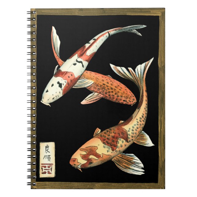 Carnet Deux Japonais Koi Goldfish sur un Arrière - plan n (Devant)