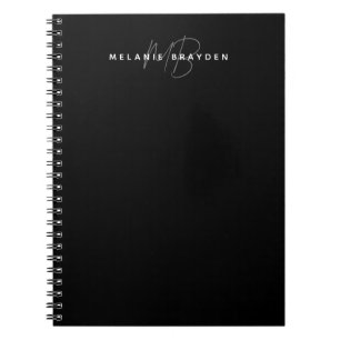 Carnet Deux Monogramme noir moderne minimaliste nom