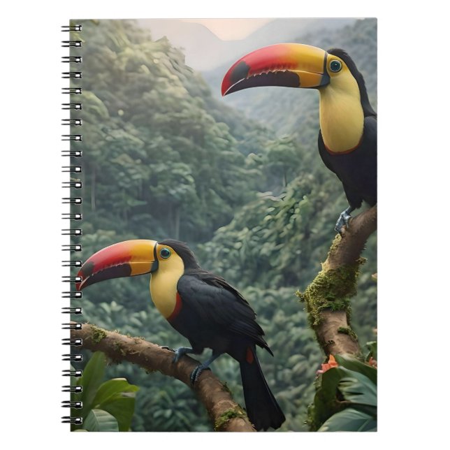 Carnet Deux Oiseaux Toucans Tropicaux, (Devant)