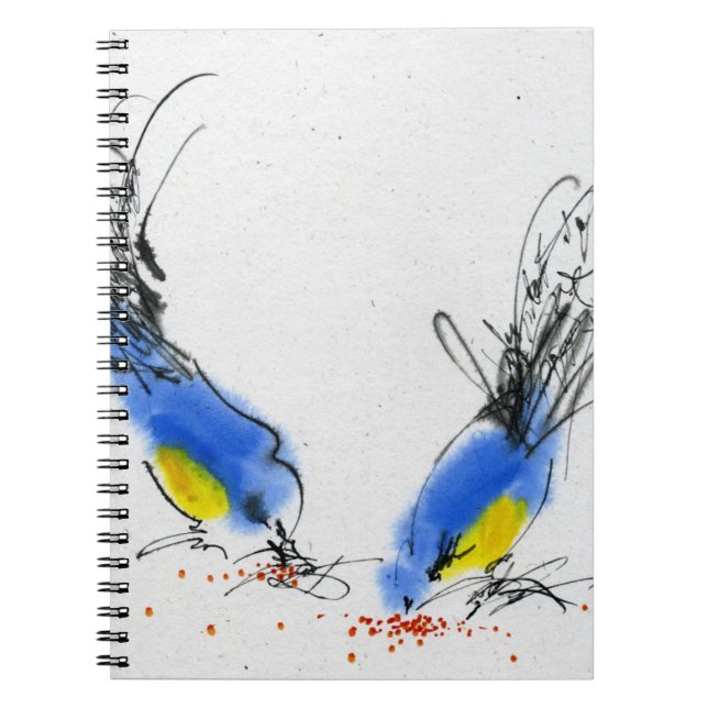 Carnet Deux petits titmouses picotant le grain. (Devant)