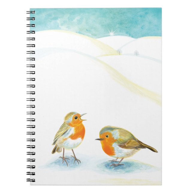 Carnet Deux seins rouges Robin en hiver (Devant)