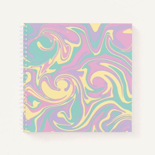 Carnet Déversement - rose pastel, jaune, violet et vert (Devant)