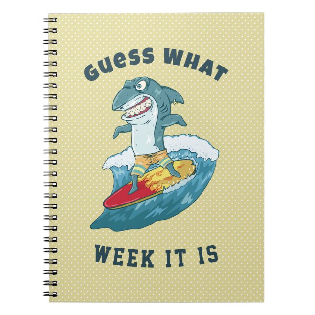 Carnet Devine Quelle Semaine C'Est Drôle Requin Vintage (Devant)