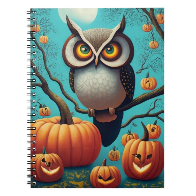 Carnet d'Halloween avec Chouettes et Citrouilles (Devant)