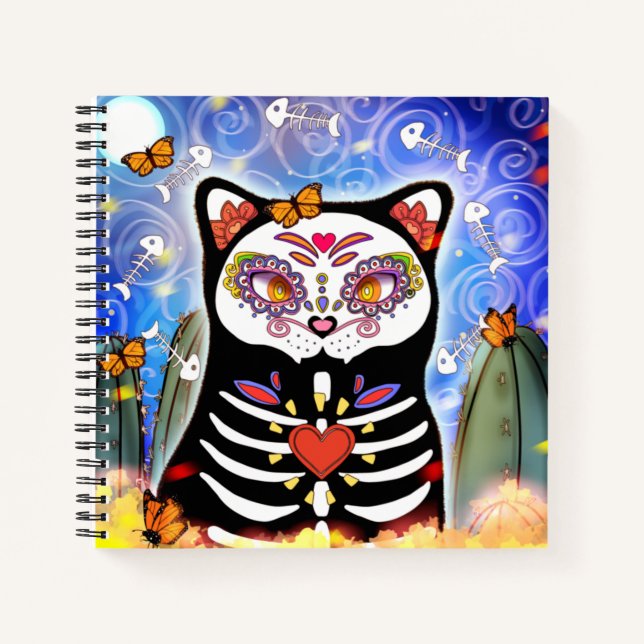 Carnet Dia De Los Muertos Chat Noir (Devant)