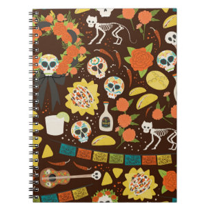 Carnet Dia De Los Muertos, motif de dessins animés.
