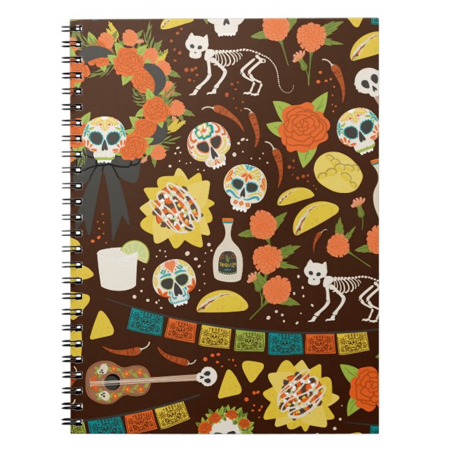 Carnet Dia De Los Muertos sans coutures motif (Devant)