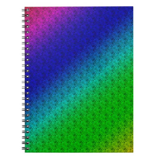Carnet Diag Rainbow Gradient Floral Pattern Blue Green (Devant)