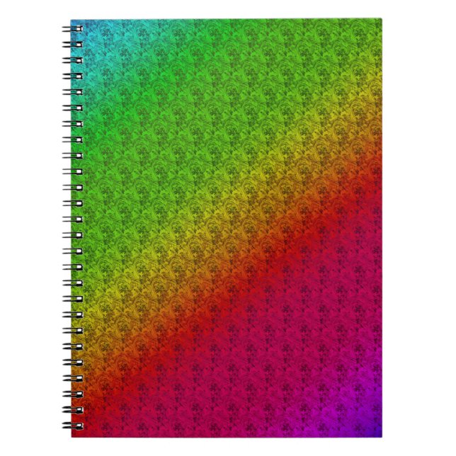 Carnet Diag Rainbow Gradient Floral Pattern Red Green (Devant)