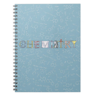 Carnet Diagramme de chimie et typographie bleu