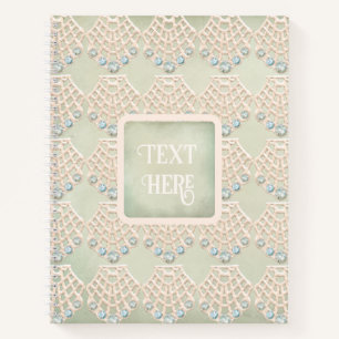 Carnet diamant de dentelle vintage strass turquoise victo
