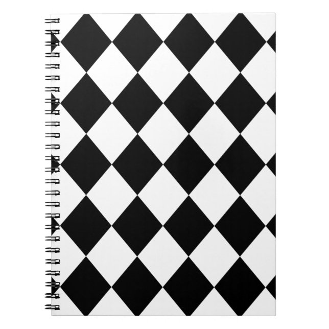 Carnet Diamant noir et blanc À damiers Motif (Devant)