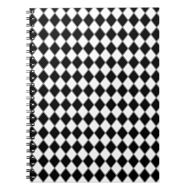 Carnet Diamant Noir et Blanc Motif Argyle (Devant)