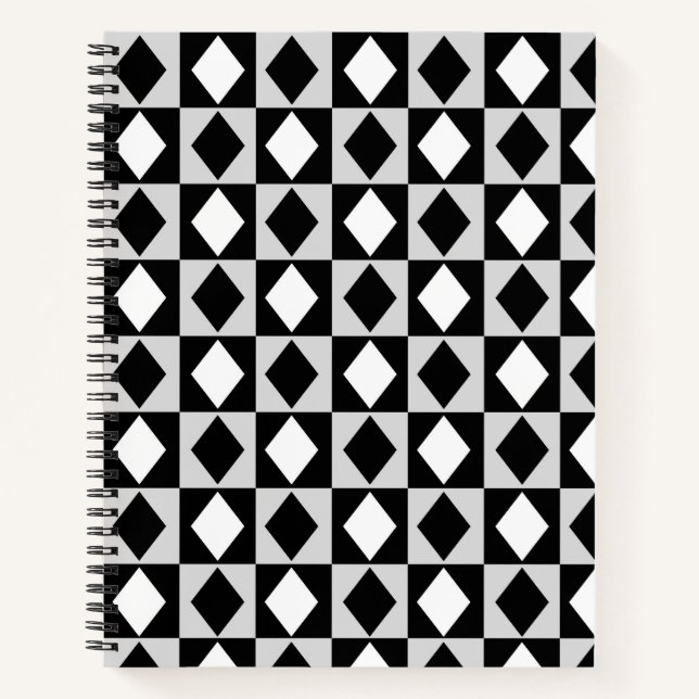 Carnet Diamant Rhombus blanc noir (Devant)