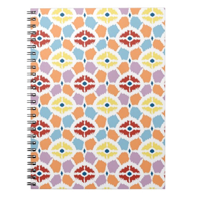 Carnet Diamants colorés ikat géométrique (Devant)