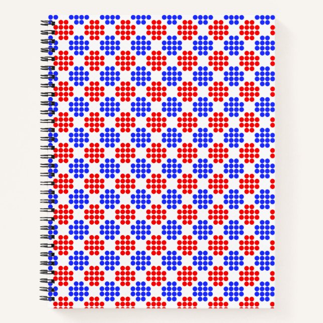 Carnet Diamants modernes à pois rouges sur fond blanc (Devant)