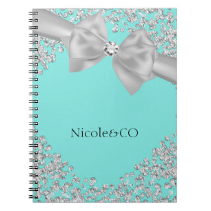 Carnet Diamants personnalisés Glam Nœud Blanc Grand Bleu