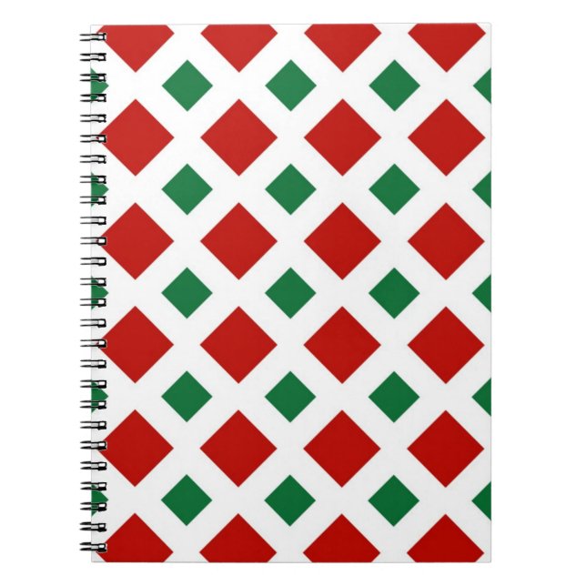 Carnet Diamants rouges et verts sur blanc (Devant)