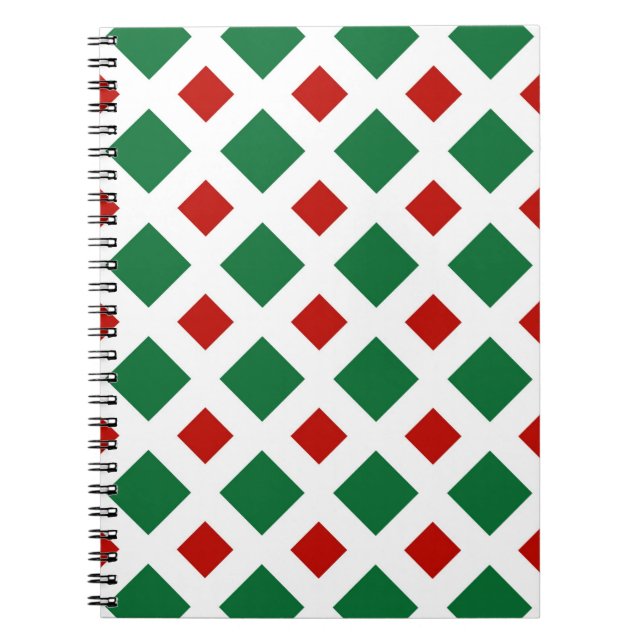 Carnet Diamants verts et rouges sur blanc (Devant)