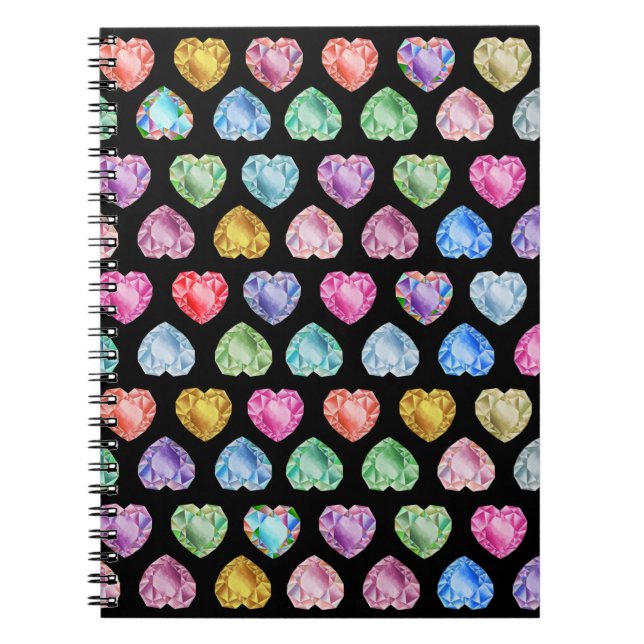 Carnet Diamond Heart Aquarelle Motif mignon Pastel Girly (Devant)