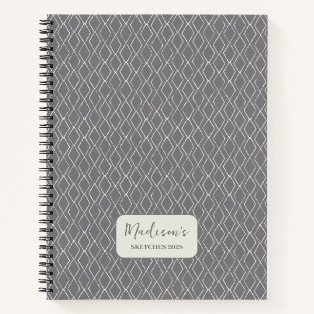 Carnet Diamond Motif gris foncé blanc personnalisé (Devant)
