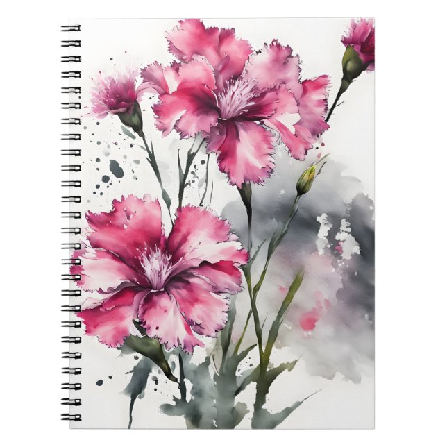 Carnet Dianthus - Fleurs aquarelles (Devant)