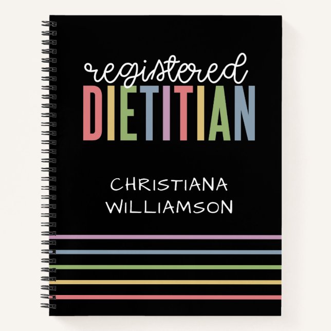 Carnet Diététiste agréé personnalisé multicouleur RD  (Devant)