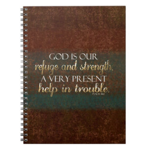 Carnet Dieu est notre Refuge Bible Chrétienne Verse Brown