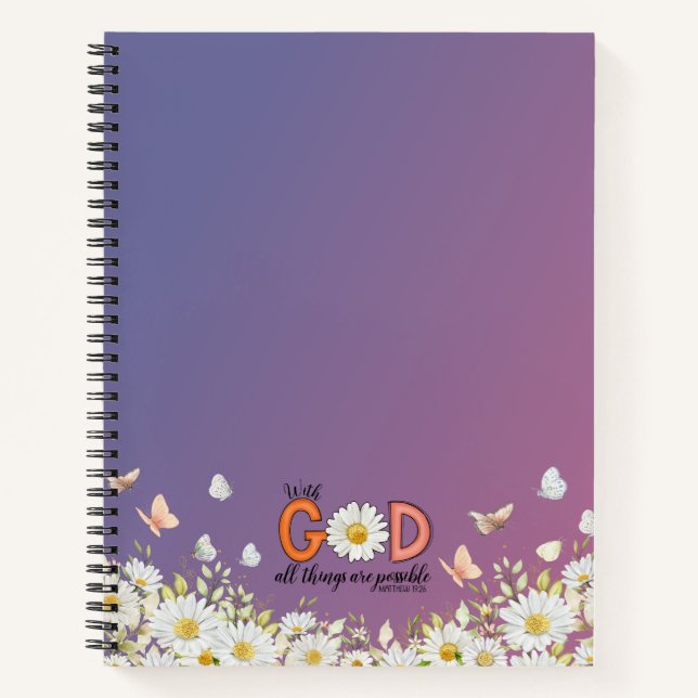 Carnet Dieu est toujours présent | Floral chrétien (Devant)